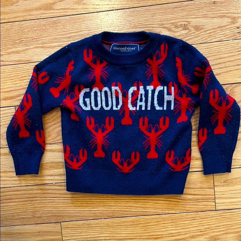 Vineyard Vines Kids Lobster Sweater - Blue and Red
